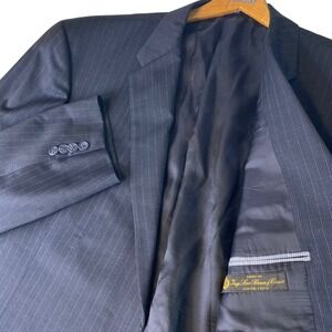Loro Piana Joseph Abboud Suit Jacket Mens 48L Navy Blue Pinstripe Wool 2-Button